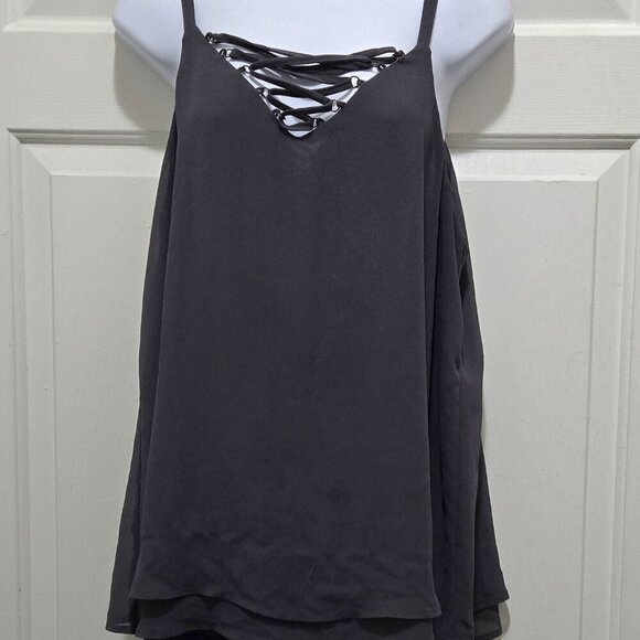 Torrid V Neck Spaghetti Strap Career Vacay Packable Soft Silky Lined Nylon Top - Picture 1 of 5